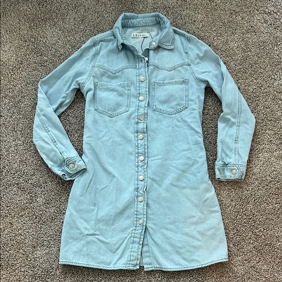 Light Blue Denim Shirt Dress - Picture 1 of 6